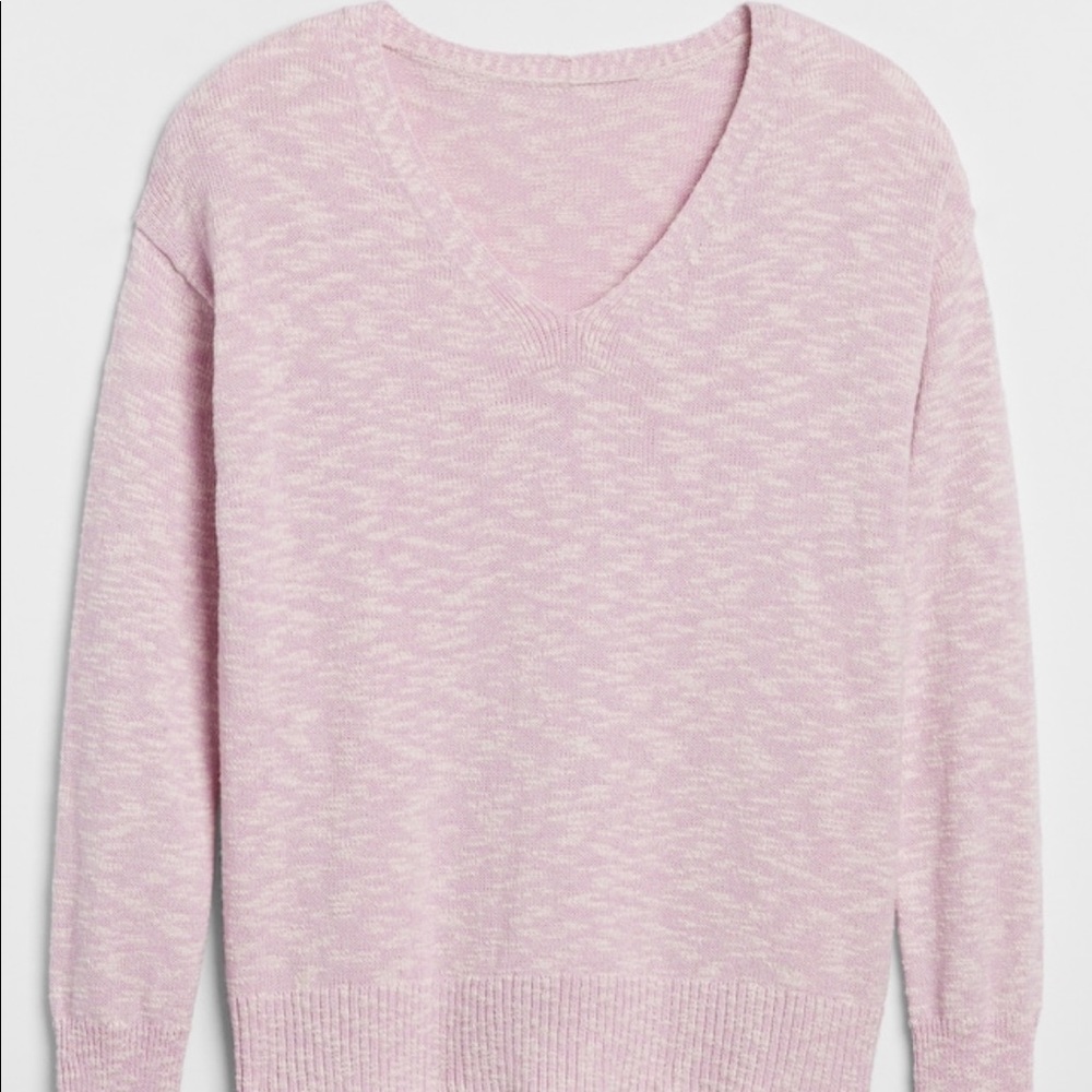 NWT GAP Pink Slub V-Neck Pullover Sweater, Size S